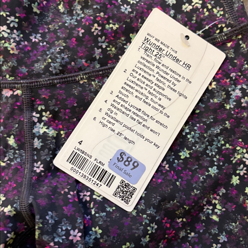 Lululemon wunder under floral leggings nwt - Picture 2 of 3